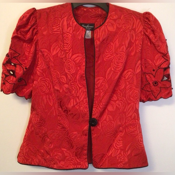 Vintage Karen Lawrence by Matthew red black blazer jacket size 14 - Picture 1 of 7
